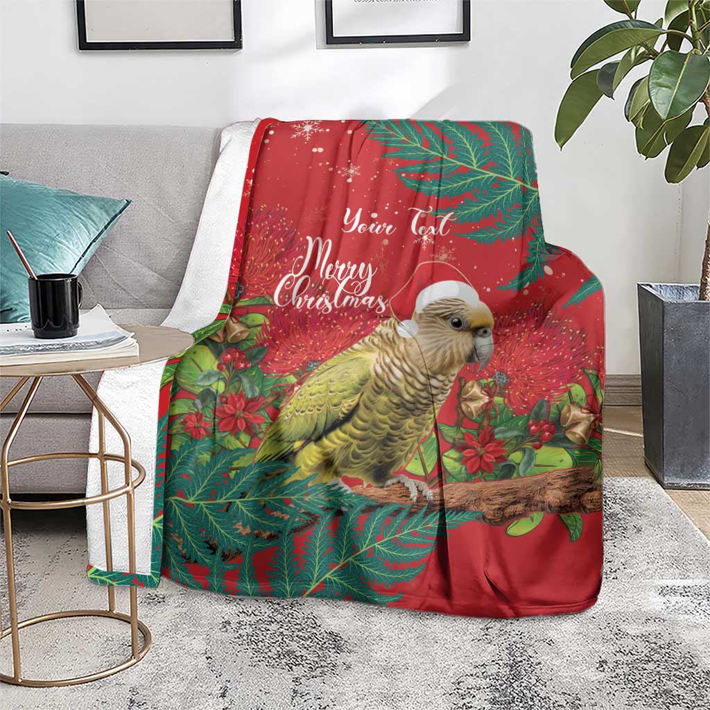 Personalised New Zealand Kakapo Christmas Blanket Meri Kirihimete Silver Fern Mix Pohutukawa LT14 - Polynesian Pride