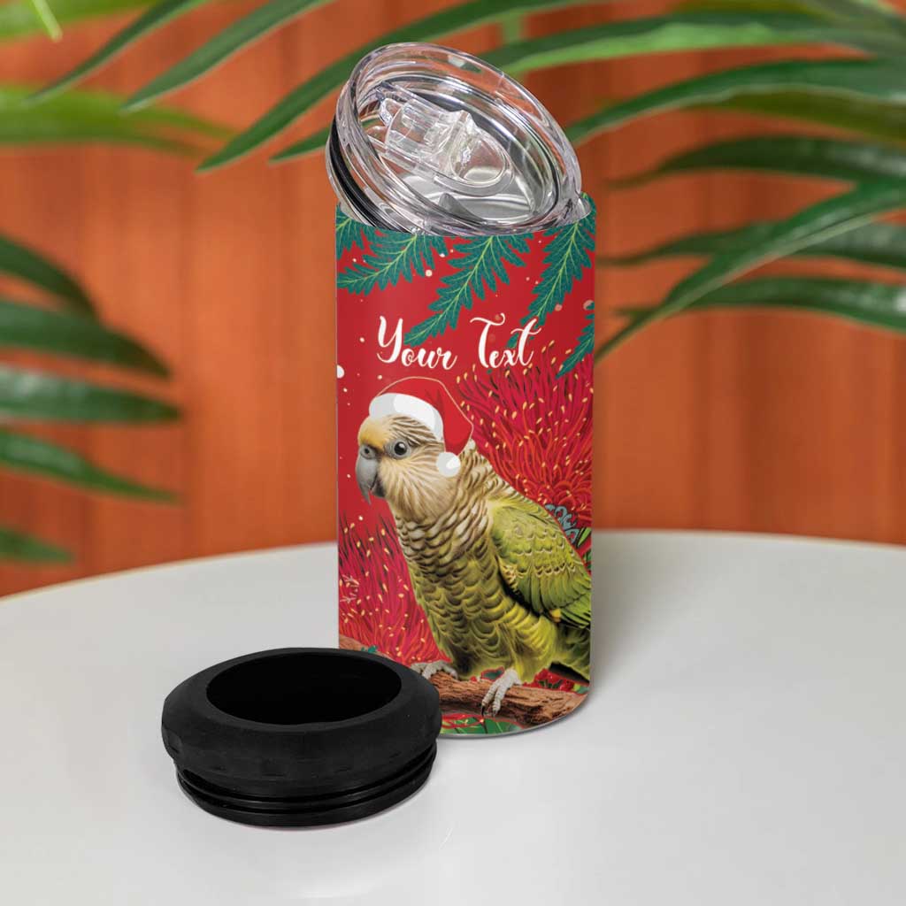 Personalised New Zealand Kakapo Christmas 4 in 1 Can Cooler Tumbler Meri Kirihimete Silver Fern Mix Pohutukawa LT14 - Polynesian Pride