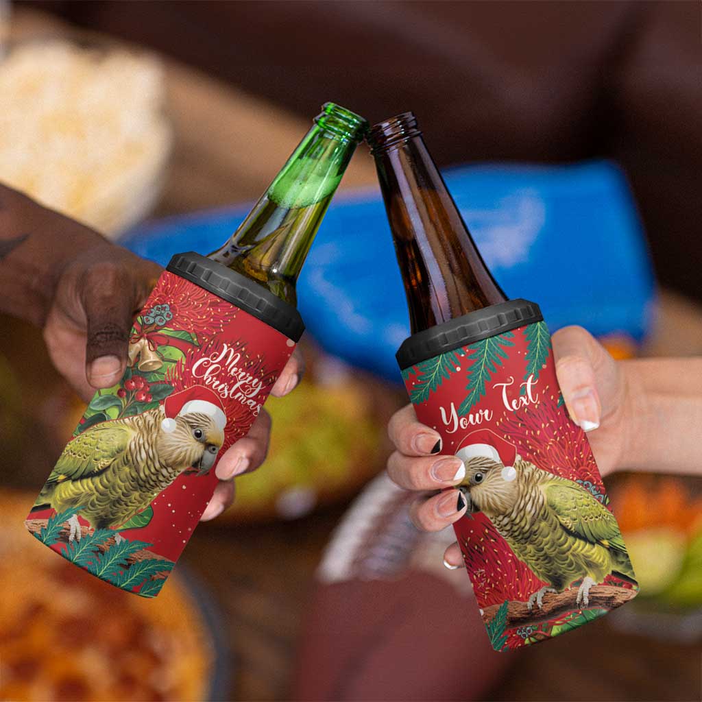 Personalised New Zealand Kakapo Christmas 4 in 1 Can Cooler Tumbler Meri Kirihimete Silver Fern Mix Pohutukawa LT14 - Polynesian Pride