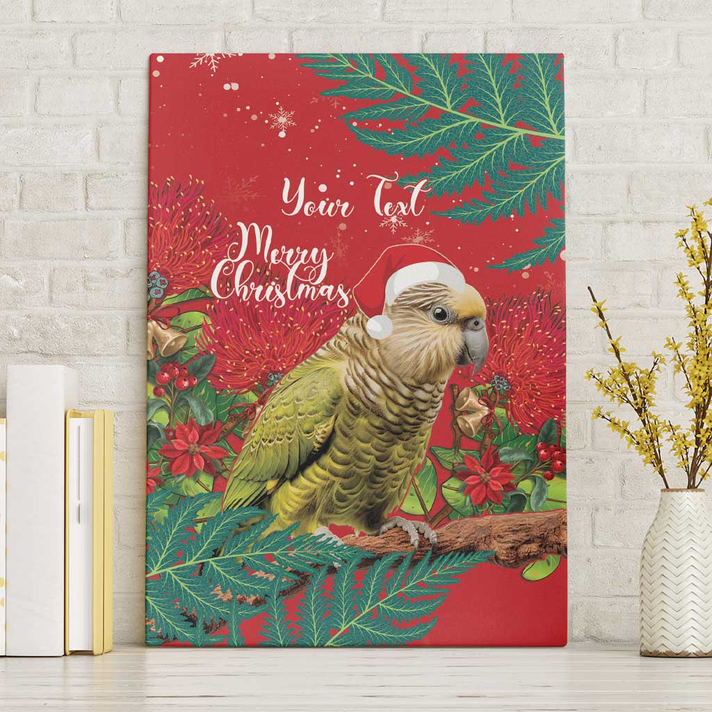 Personalised New Zealand Kakapo Christmas Canvas Wall Art Meri Kirihimete Silver Fern Mix Pohutukawa LT14 Without Frame Red - Polynesian Pride