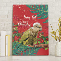Personalised New Zealand Kakapo Christmas Canvas Wall Art Meri Kirihimete Silver Fern Mix Pohutukawa LT14 Without Frame Red - Polynesian Pride