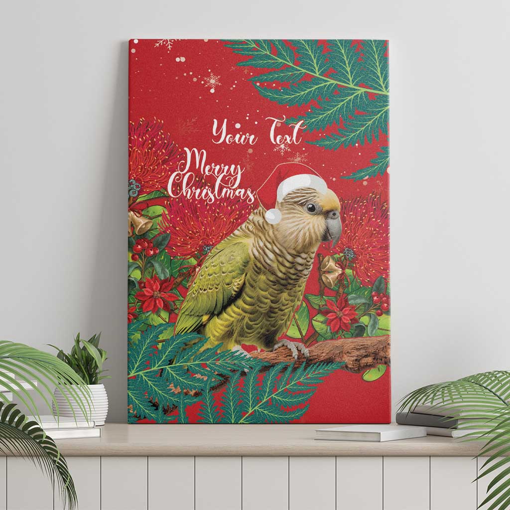 Personalised New Zealand Kakapo Christmas Canvas Wall Art Meri Kirihimete Silver Fern Mix Pohutukawa LT14 - Polynesian Pride