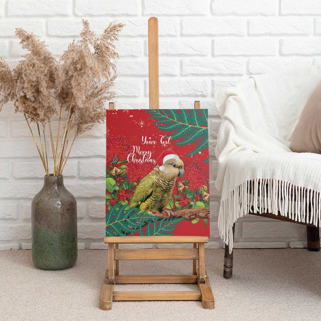 Personalised New Zealand Kakapo Christmas Canvas Wall Art Meri Kirihimete Silver Fern Mix Pohutukawa LT14 - Polynesian Pride