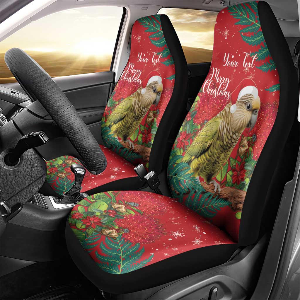 Personalised New Zealand Kakapo Christmas Car Seat Cover Meri Kirihimete Silver Fern Mix Pohutukawa LT14 - Polynesian Pride