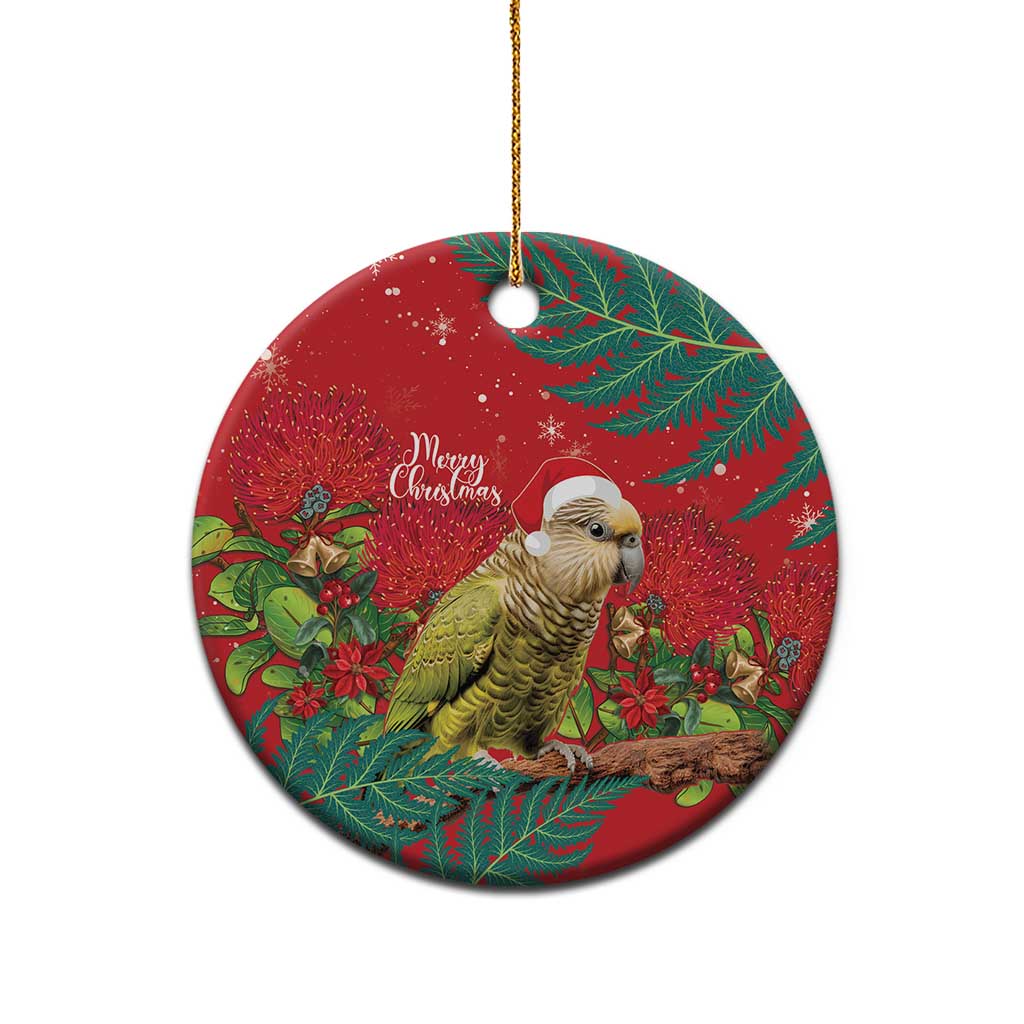 Personalised New Zealand Kakapo Christmas Ceramic Ornament Meri Kirihimete Silver Fern Mix Pohutukawa LT14 - Polynesian Pride