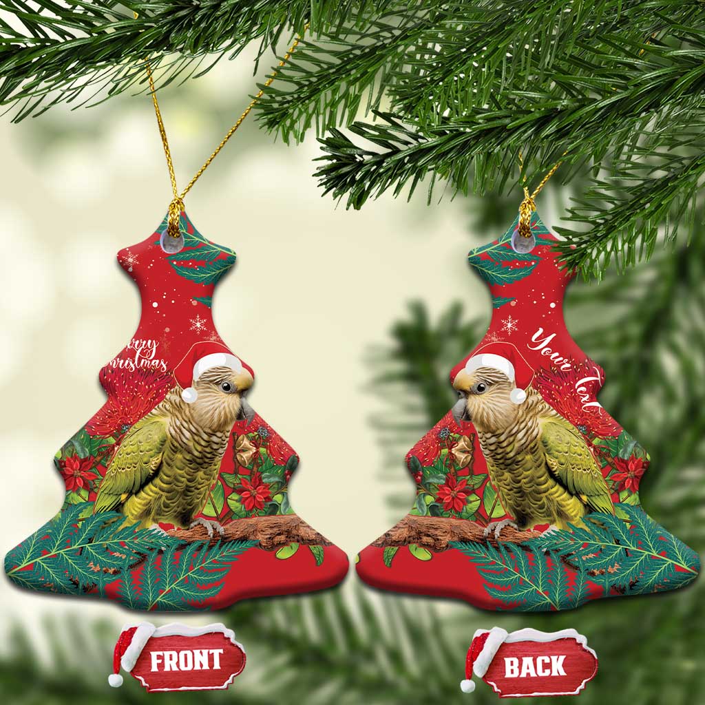 Personalised New Zealand Kakapo Christmas Ceramic Ornament Meri Kirihimete Silver Fern Mix Pohutukawa LT14 Christmas Tree Red - Polynesian Pride