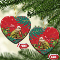 Personalised New Zealand Kakapo Christmas Ceramic Ornament Meri Kirihimete Silver Fern Mix Pohutukawa LT14 Heart Red - Polynesian Pride