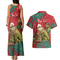 Personalised New Zealand Kakapo Christmas Couples Matching Tank Maxi Dress and Hawaiian Shirt Meri Kirihimete Silver Fern Mix Pohutukawa LT14 - Polynesian Pride