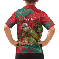Personalised New Zealand Kakapo Christmas Family Matching Long Sleeve Bodycon Dress and Hawaiian Shirt Meri Kirihimete Silver Fern Mix Pohutukawa LT14 - Polynesian Pride