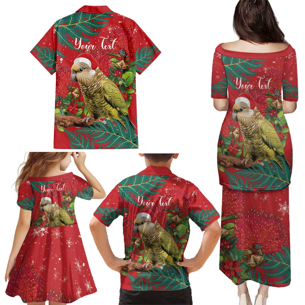 Personalised New Zealand Kakapo Christmas Family Matching Puletasi and Hawaiian Shirt Meri Kirihimete Silver Fern Mix Pohutukawa LT14 - Polynesian Pride
