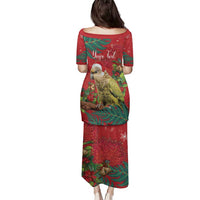 Personalised New Zealand Kakapo Christmas Family Matching Puletasi and Hawaiian Shirt Meri Kirihimete Silver Fern Mix Pohutukawa LT14 - Polynesian Pride