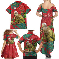 Personalised New Zealand Kakapo Christmas Family Matching Summer Maxi Dress and Hawaiian Shirt Meri Kirihimete Silver Fern Mix Pohutukawa LT14 - Polynesian Pride