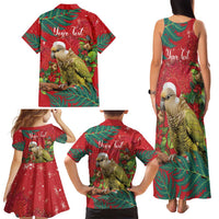 Personalised New Zealand Kakapo Christmas Family Matching Tank Maxi Dress and Hawaiian Shirt Meri Kirihimete Silver Fern Mix Pohutukawa LT14 - Polynesian Pride