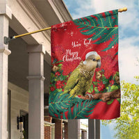 Personalised New Zealand Kakapo Christmas Garden Flag Meri Kirihimete Silver Fern Mix Pohutukawa LT14 House Flag Red - Polynesian Pride