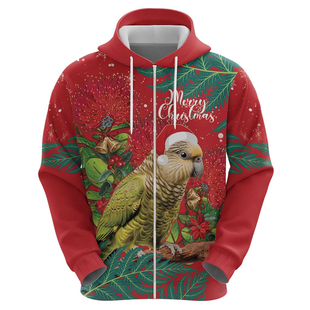 Personalised New Zealand Kakapo Christmas Hoodie Meri Kirihimete Silver Fern Mix Pohutukawa LT14 - Polynesian Pride