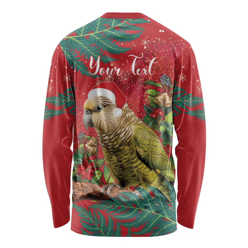 Personalised New Zealand Kakapo Christmas Long Sleeve Shirt Meri Kirihimete Silver Fern Mix Pohutukawa LT14 - Polynesian Pride