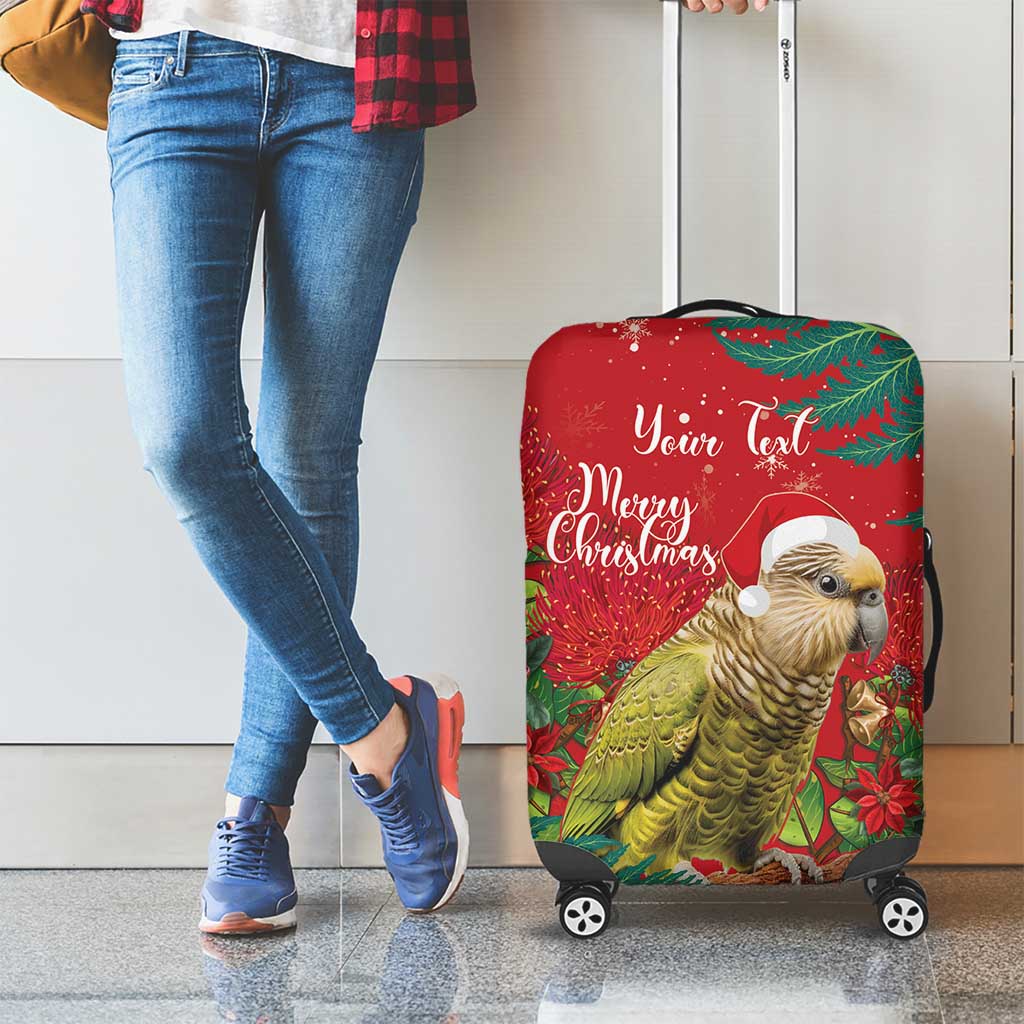 Personalised New Zealand Kakapo Christmas Luggage Cover Meri Kirihimete Silver Fern Mix Pohutukawa LT14 - Polynesian Pride