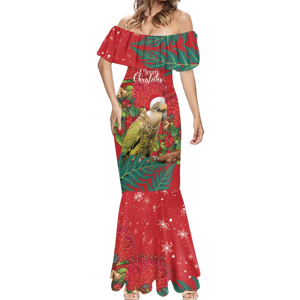 Personalised New Zealand Kakapo Christmas Mermaid Dress Meri Kirihimete Silver Fern Mix Pohutukawa LT14 - Polynesian Pride