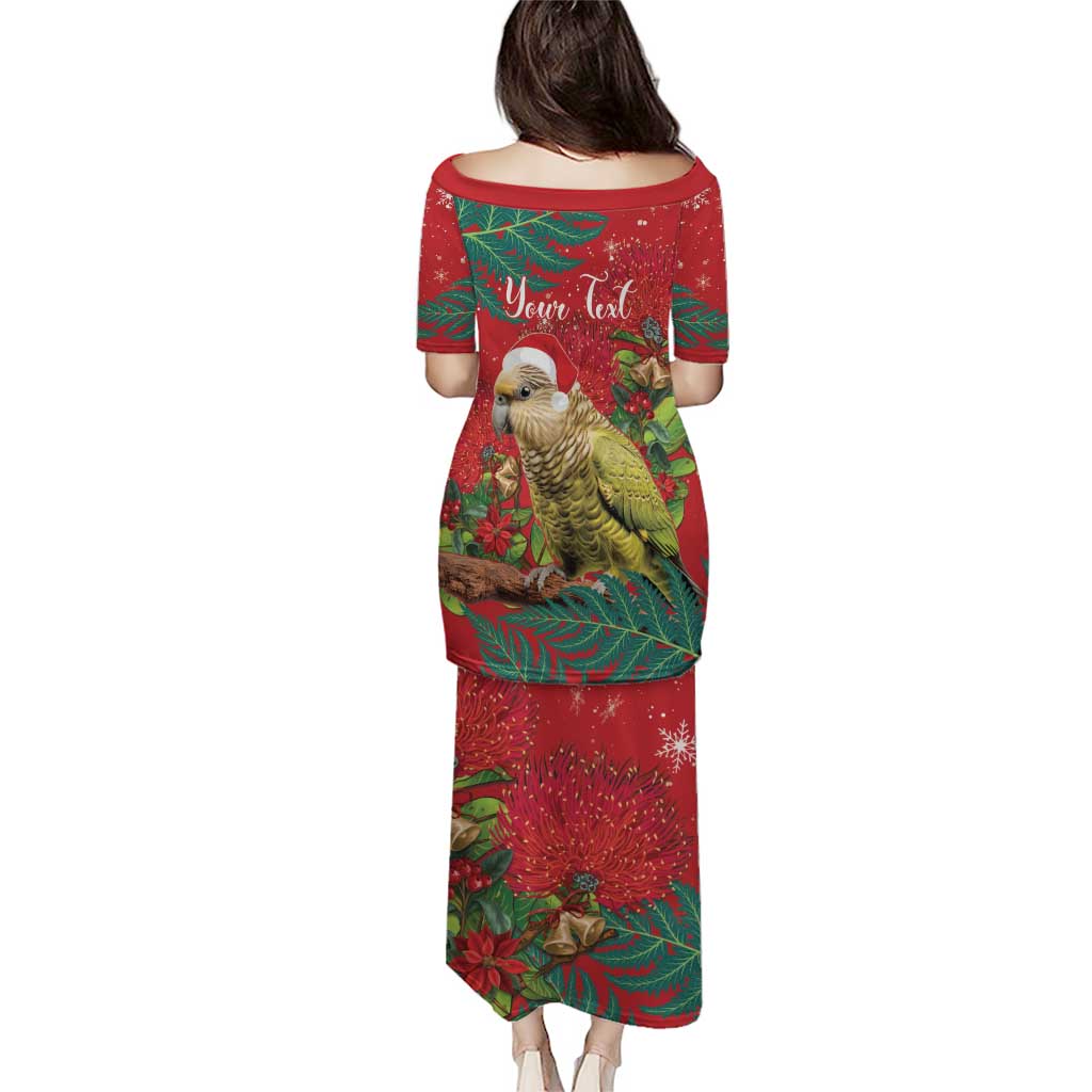 Personalised New Zealand Kakapo Christmas Puletasi Meri Kirihimete Silver Fern Mix Pohutukawa LT14 - Polynesian Pride
