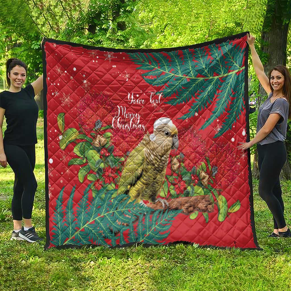 Personalised New Zealand Kakapo Christmas Quilt Meri Kirihimete Silver Fern Mix Pohutukawa LT14 - Polynesian Pride