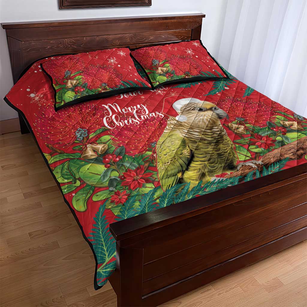 Personalised New Zealand Kakapo Christmas Quilt Bed Set Meri Kirihimete Silver Fern Mix Pohutukawa LT14 - Polynesian Pride