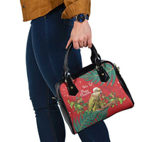 Personalised New Zealand Kakapo Christmas Shoulder Handbag Meri Kirihimete Silver Fern Mix Pohutukawa LT14 - Polynesian Pride
