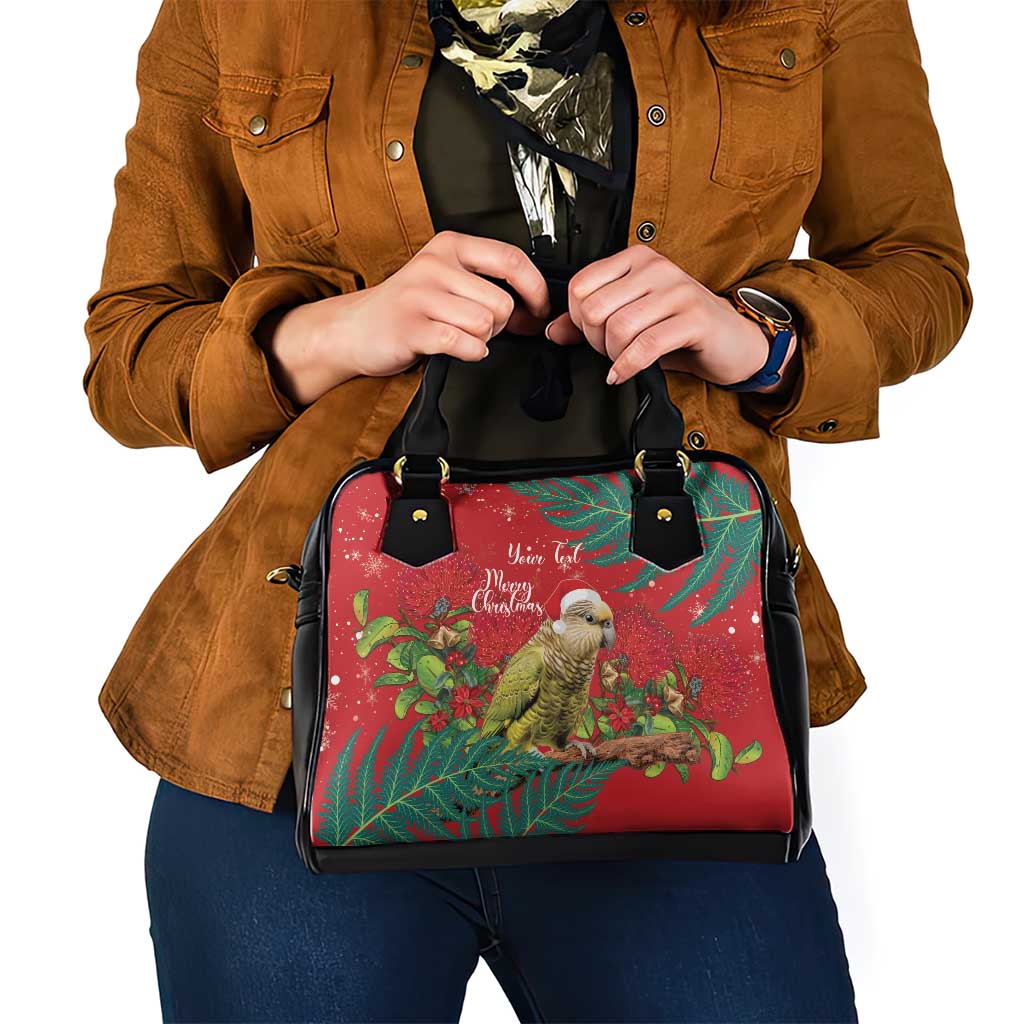 Personalised New Zealand Kakapo Christmas Shoulder Handbag Meri Kirihimete Silver Fern Mix Pohutukawa LT14 - Polynesian Pride