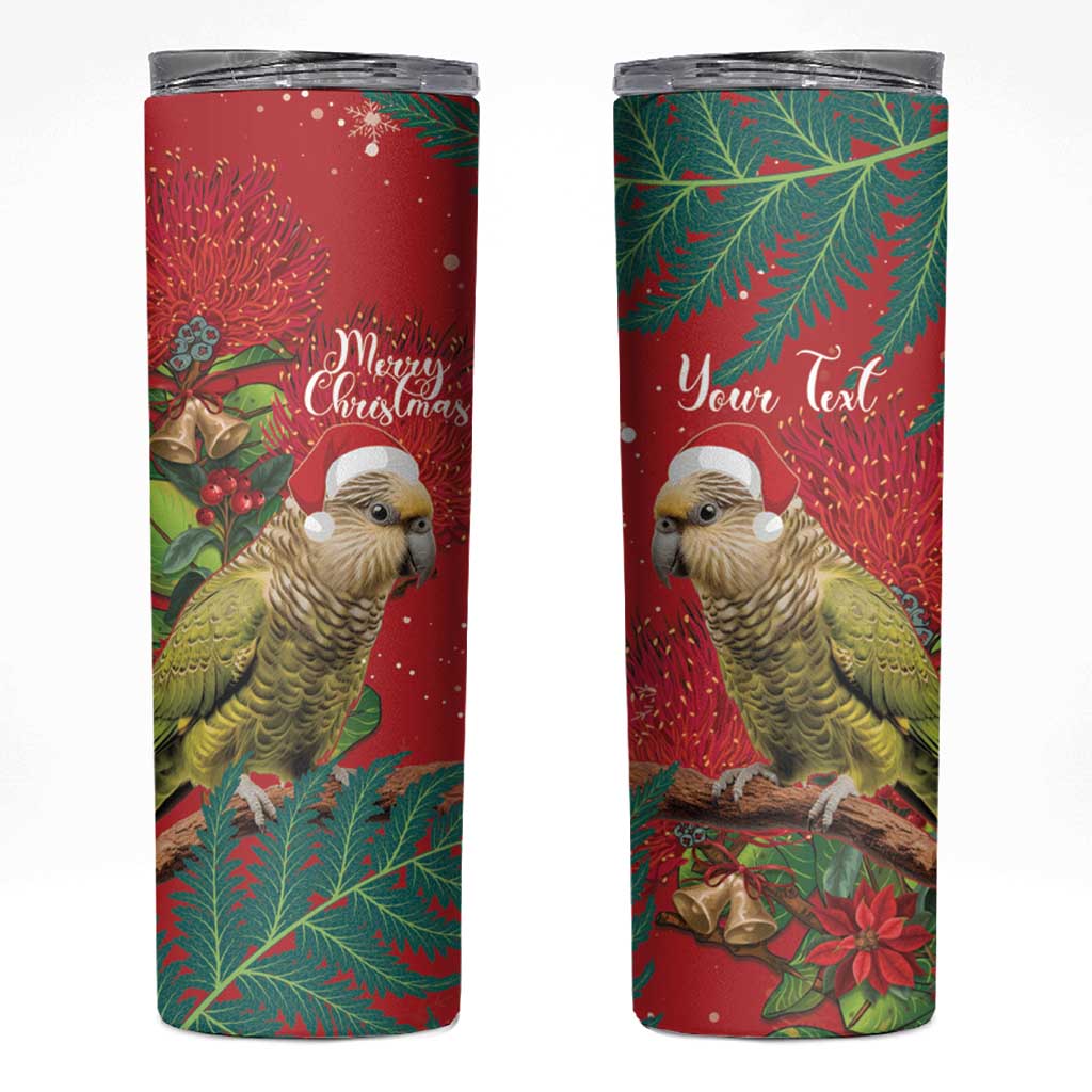 Personalised New Zealand Kakapo Christmas Skinny Tumbler Meri Kirihimete Silver Fern Mix Pohutukawa LT14 Red - Polynesian Pride