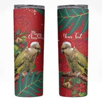 Personalised New Zealand Kakapo Christmas Skinny Tumbler Meri Kirihimete Silver Fern Mix Pohutukawa LT14 Red - Polynesian Pride