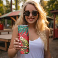 Personalised New Zealand Kakapo Christmas Skinny Tumbler Meri Kirihimete Silver Fern Mix Pohutukawa LT14 - Polynesian Pride