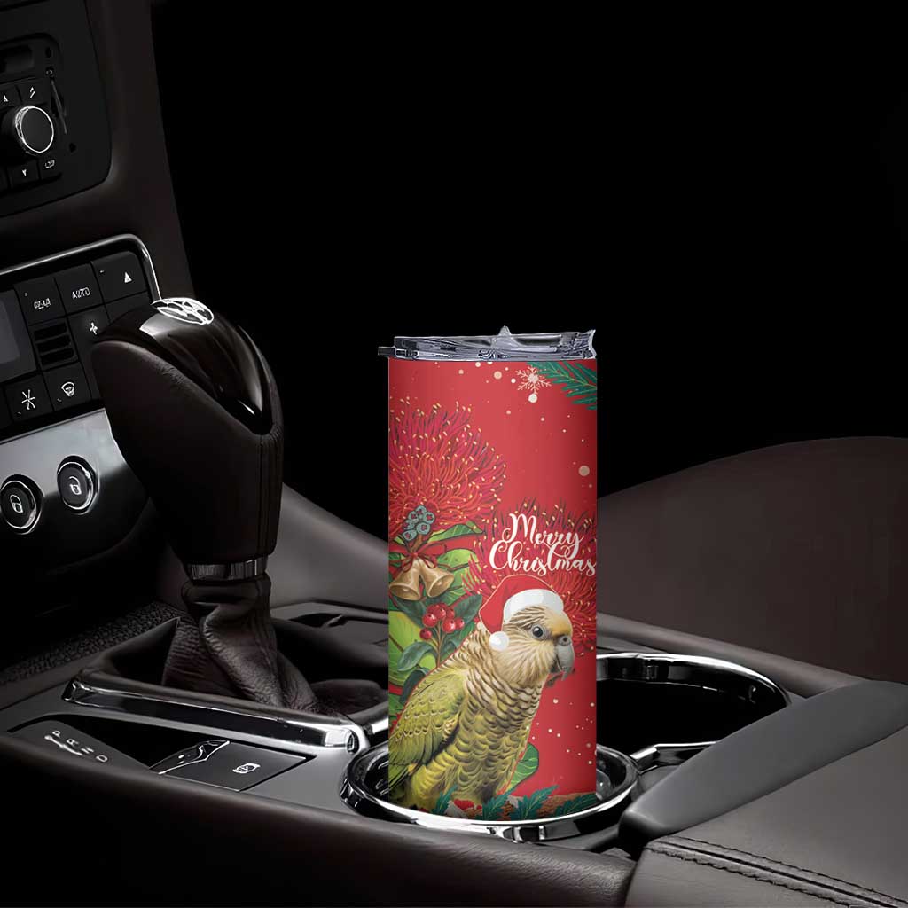Personalised New Zealand Kakapo Christmas Skinny Tumbler Meri Kirihimete Silver Fern Mix Pohutukawa LT14 - Polynesian Pride