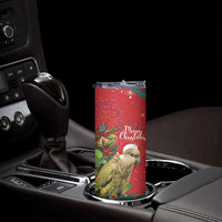 Personalised New Zealand Kakapo Christmas Skinny Tumbler Meri Kirihimete Silver Fern Mix Pohutukawa LT14 - Polynesian Pride