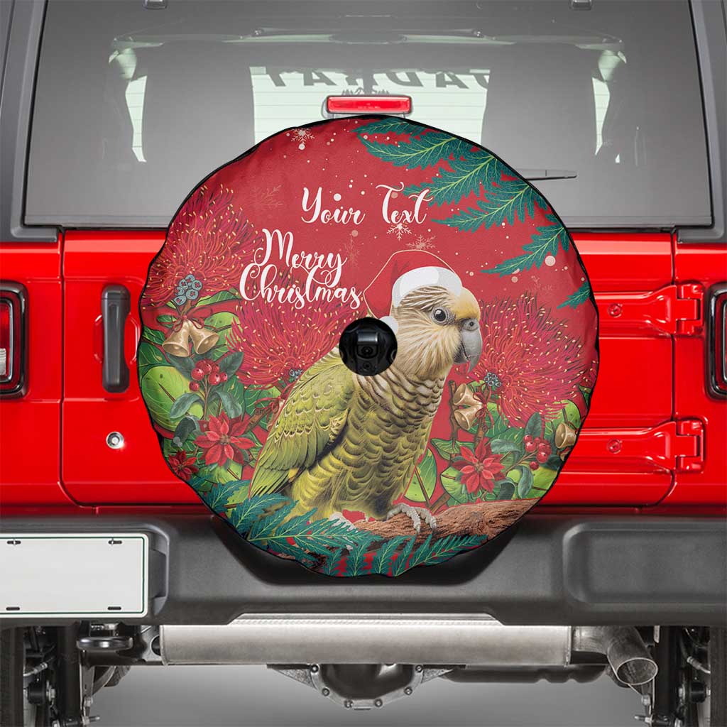 Personalised New Zealand Kakapo Christmas Spare Tire Cover Meri Kirihimete Silver Fern Mix Pohutukawa LT14 - Polynesian Pride