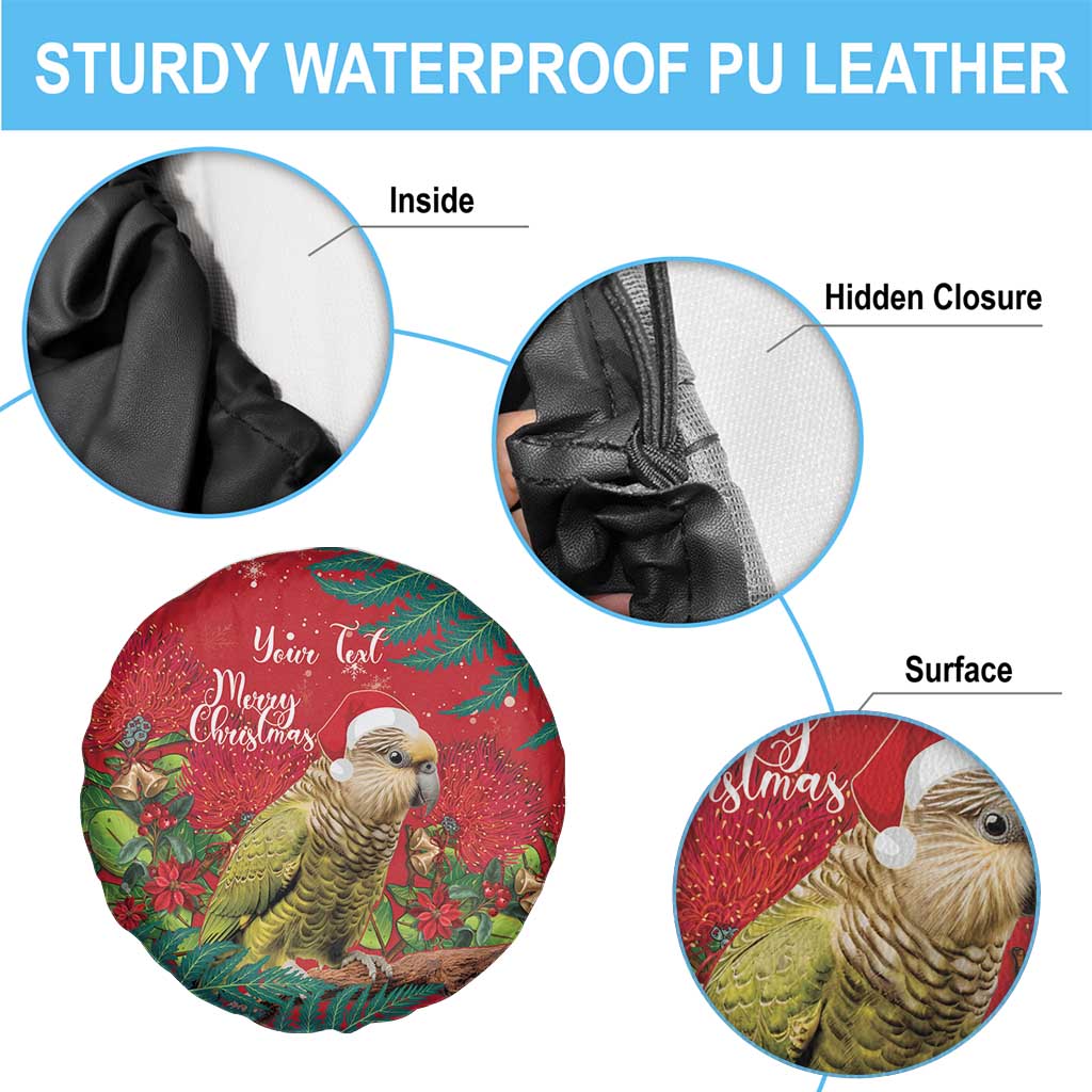Personalised New Zealand Kakapo Christmas Spare Tire Cover Meri Kirihimete Silver Fern Mix Pohutukawa LT14 - Polynesian Pride