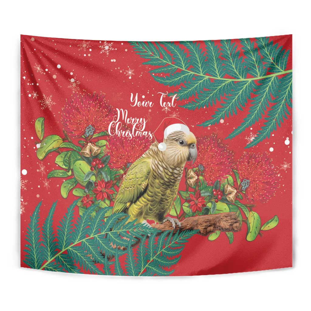 Personalised New Zealand Kakapo Christmas Tapestry Meri Kirihimete Silver Fern Mix Pohutukawa