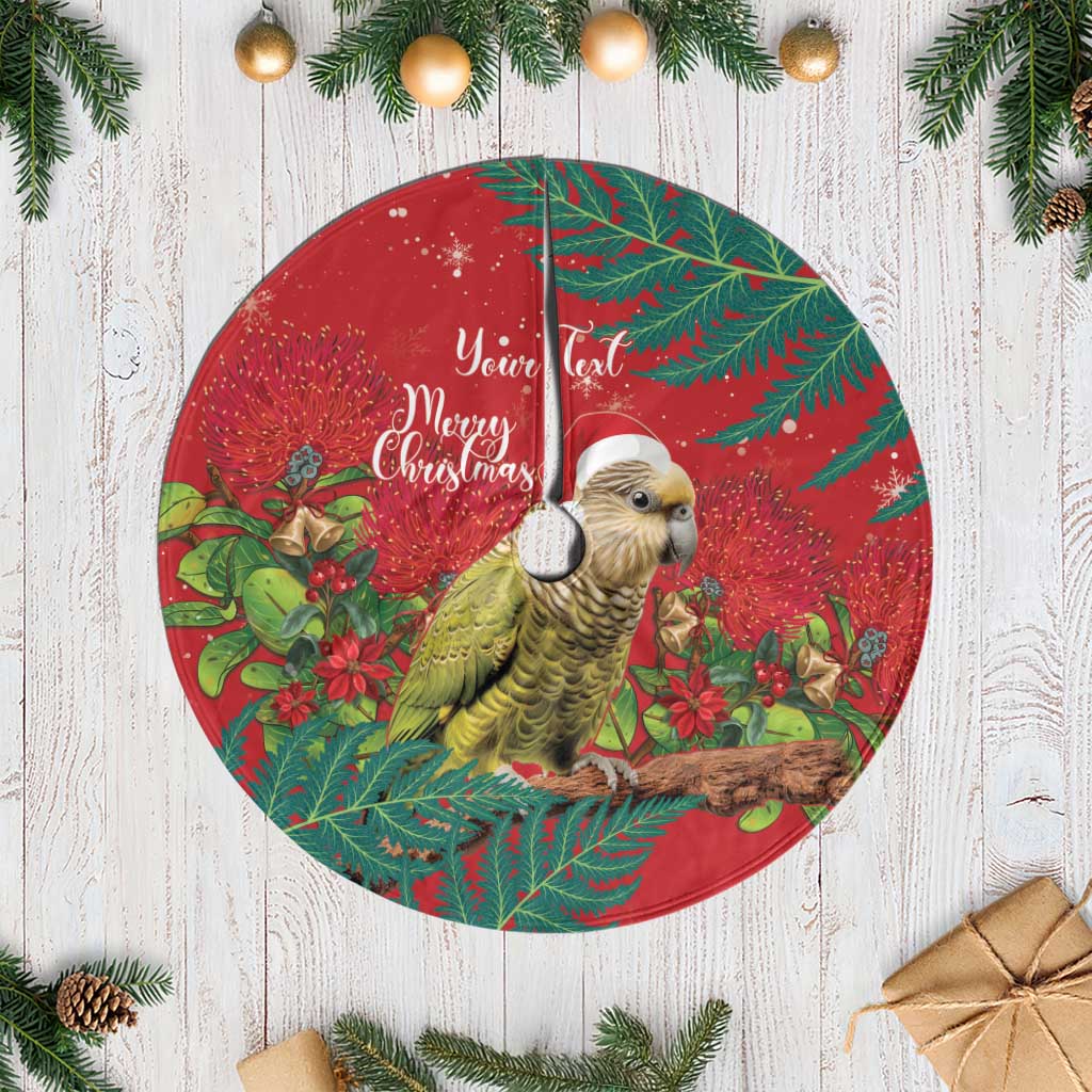 Personalised New Zealand Kakapo Christmas Tree Skirt Meri Kirihimete Silver Fern Mix Pohutukawa LT14 Casual Red - Polynesian Pride