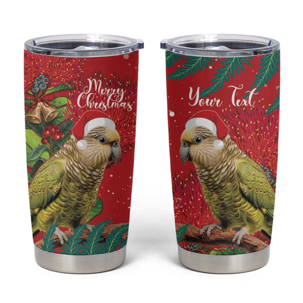 Personalised New Zealand Kakapo Christmas Tumbler Cup Meri Kirihimete Silver Fern Mix Pohutukawa LT14 Red - Polynesian Pride