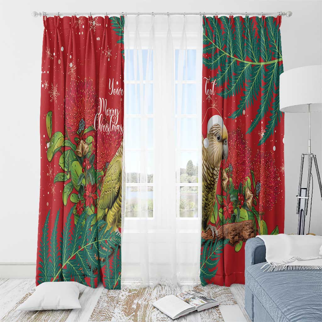 Personalised New Zealand Kakapo Christmas Window Curtain Meri Kirihimete Silver Fern Mix Pohutukawa LT14 - Polynesian Pride