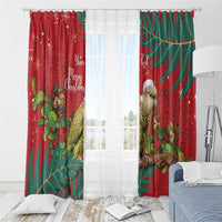 Personalised New Zealand Kakapo Christmas Window Curtain Meri Kirihimete Silver Fern Mix Pohutukawa LT14 - Polynesian Pride