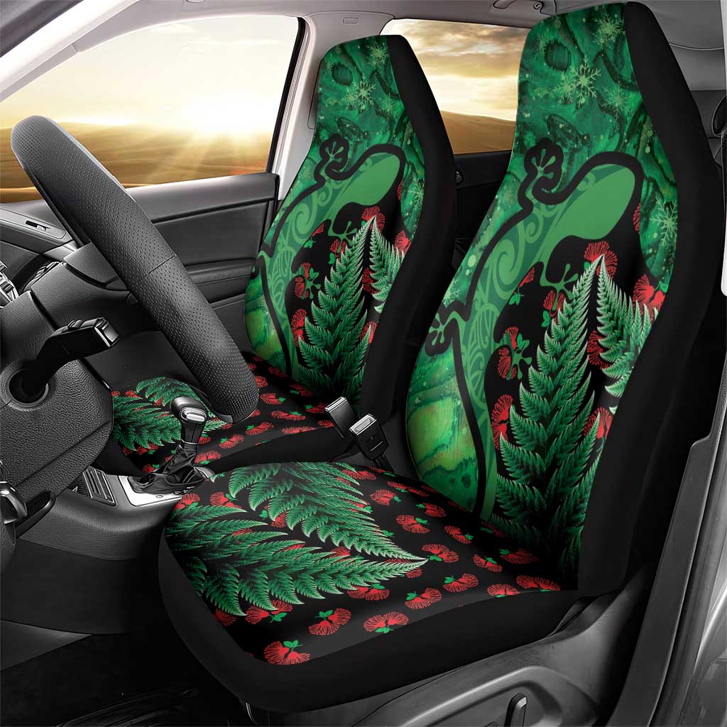 New Zealand Gecko Christmas Car Seat Cover Meri Kirihimete Paua Shell Mix Pohutukawa LT14 - Polynesian Pride