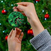 New Zealand Gecko Christmas Ceramic Ornament Meri Kirihimete Paua Shell Mix Pohutukawa