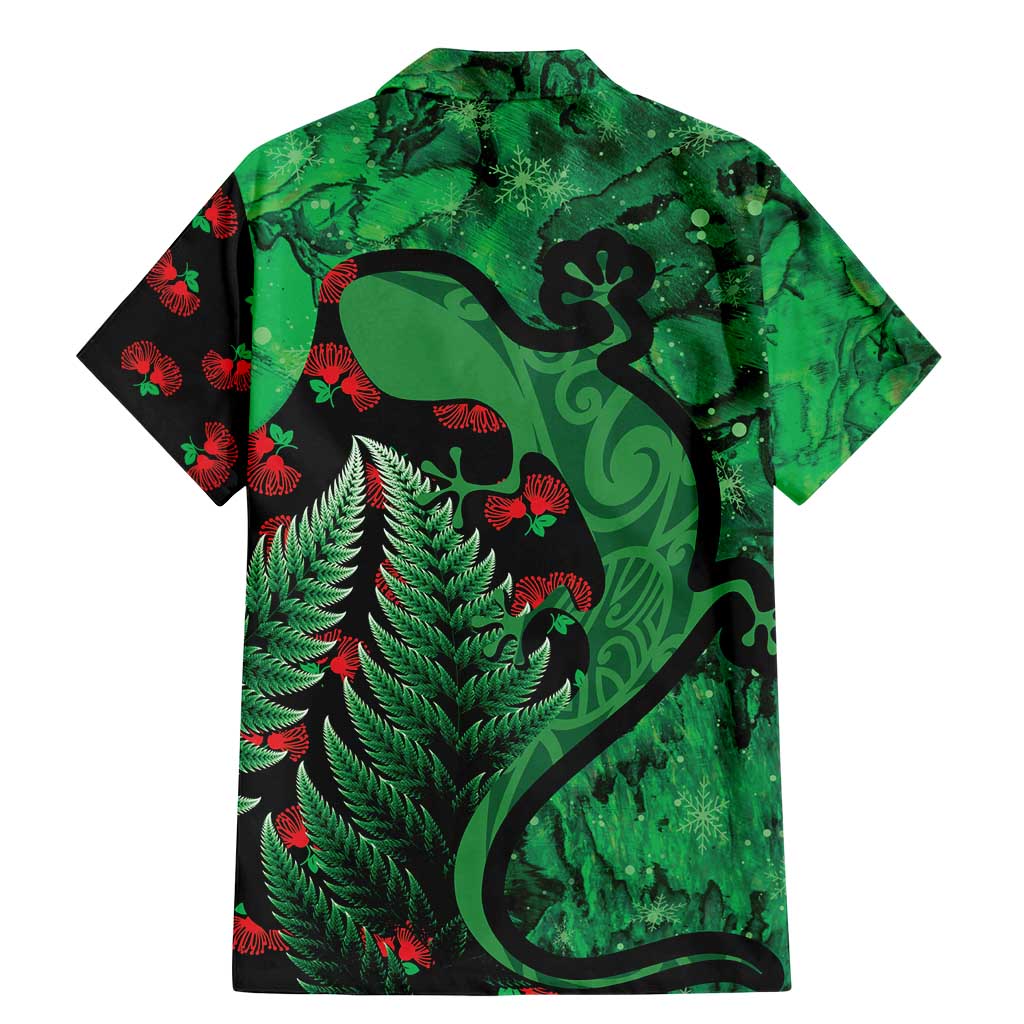 New Zealand Gecko Christmas Family Matching Mermaid Dress and Hawaiian Shirt Meri Kirihimete Paua Shell Mix Pohutukawa LT14 - Polynesian Pride