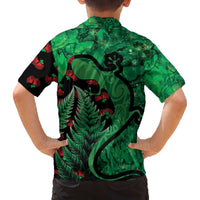 New Zealand Gecko Christmas Family Matching Off The Shoulder Long Sleeve Dress and Hawaiian Shirt Meri Kirihimete Paua Shell Mix Pohutukawa LT14 - Polynesian Pride