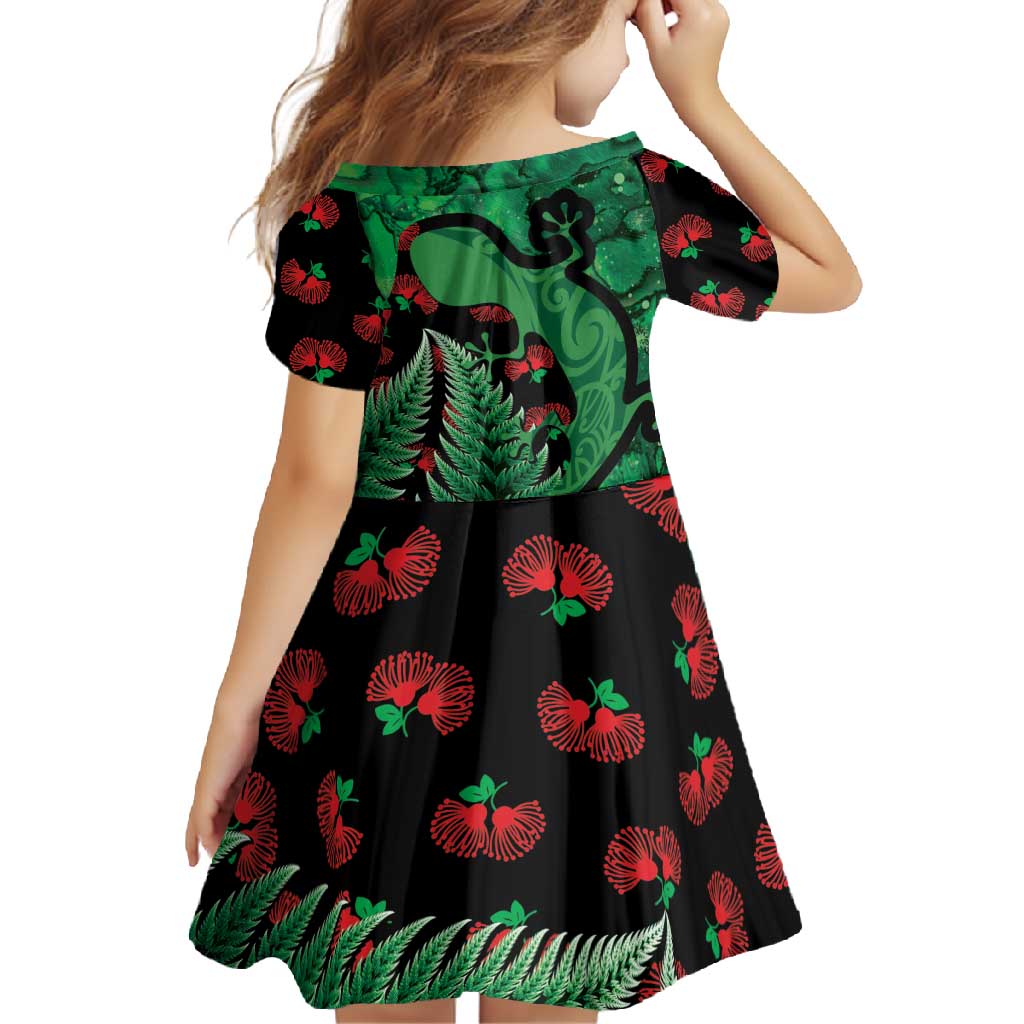 New Zealand Gecko Christmas Family Matching Off Shoulder Maxi Dress and Hawaiian Shirt Meri Kirihimete Paua Shell Mix Pohutukawa LT14 - Polynesian Pride