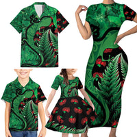 New Zealand Gecko Christmas Family Matching Short Sleeve Bodycon Dress and Hawaiian Shirt Meri Kirihimete Paua Shell Mix Pohutukawa LT14 - Polynesian Pride