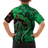 New Zealand Gecko Christmas Kid Hawaiian Shirt Meri Kirihimete Paua Shell Mix Pohutukawa LT14 - Polynesian Pride