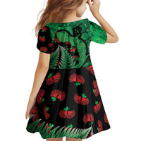 New Zealand Gecko Christmas Kid Short Sleeve Dress Meri Kirihimete Paua Shell Mix Pohutukawa LT14 - Polynesian Pride