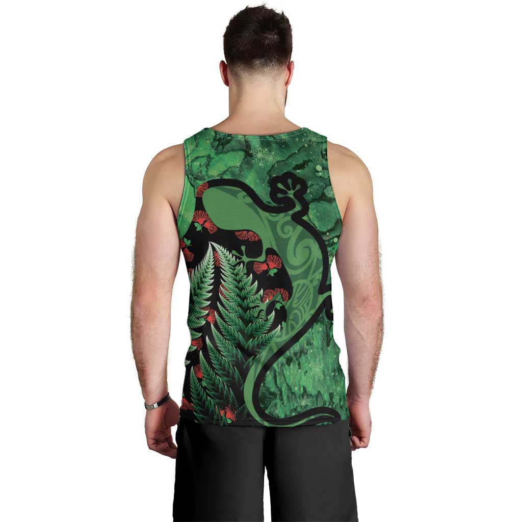 New Zealand Gecko Christmas Men Tank Top Meri Kirihimete Paua Shell Mix Pohutukawa