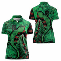 New Zealand Gecko Christmas Women Polo Shirt Meri Kirihimete Paua Shell Mix Pohutukawa LT14 - Polynesian Pride