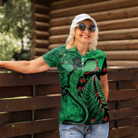 New Zealand Gecko Christmas Women Polo Shirt Meri Kirihimete Paua Shell Mix Pohutukawa LT14 - Polynesian Pride